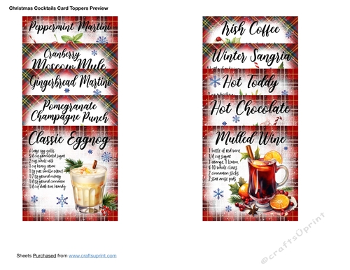Christmas Cocktails Card Toppers 2