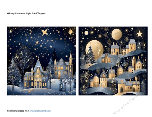 Glittery Christmas Night Card Toppers