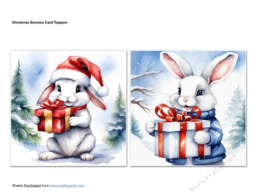 Christmas Bunnies Card Toppers