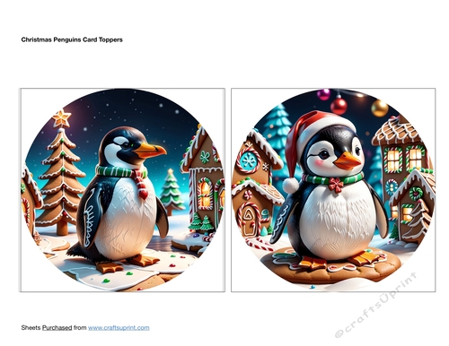 Christmas Penguins Card Toppers
