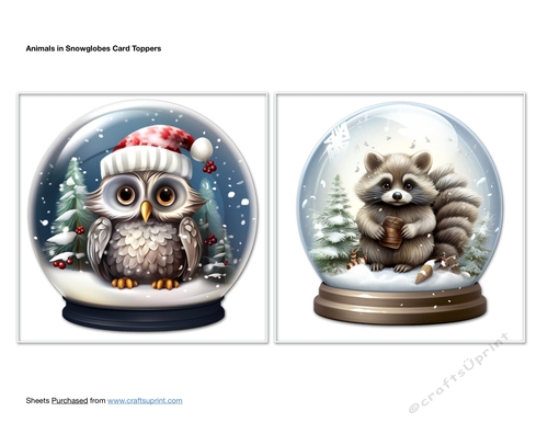 Animals in Snowglobes Card Toppers