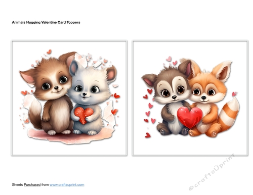 Animals Hugging Valentine Card Toppers