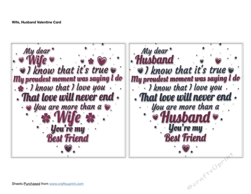 Wife Husband Valentine Card Toppers