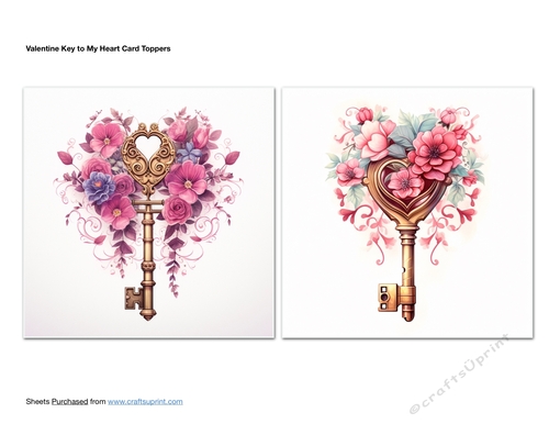 Valentine Key to My Heart Card Toppers