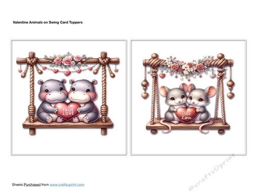 Valentine Animals on Swing Card Toppers