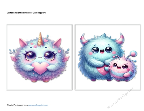 Cartoon Valentine Monster Card Toppers