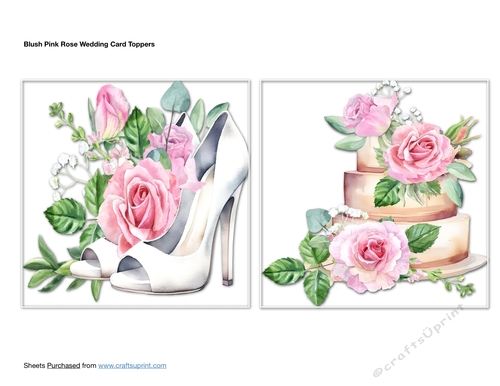 Blush Pink Rose Wedding Card Toppers