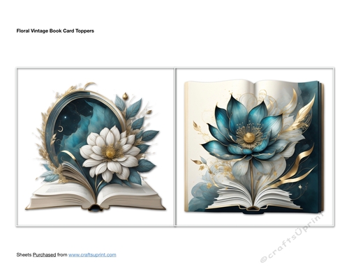 Floral Vintage Book Card Toppers