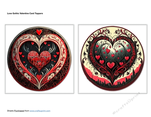 Love Gothic Valentine Card Toppers