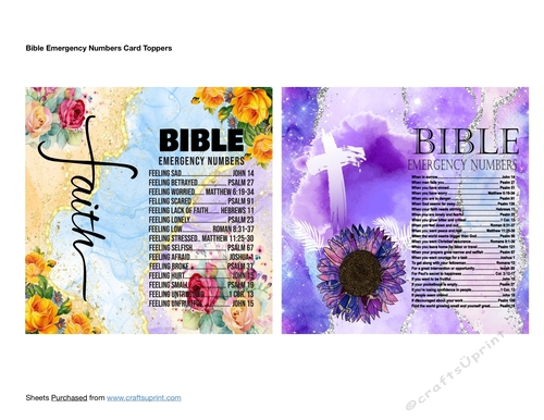 Bible Emergency Numbers Card Toppers