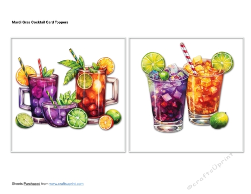 Mardi Gras Cocktail Card Toppers