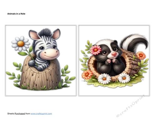 Animals in a Hole Card Toppers