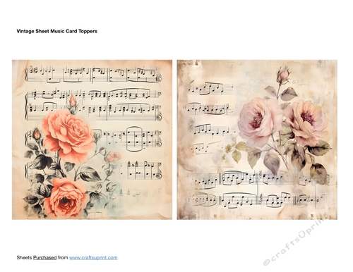 Vintage Sheet Music Card Toppers