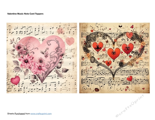 Valentine Music Note Card Toppers