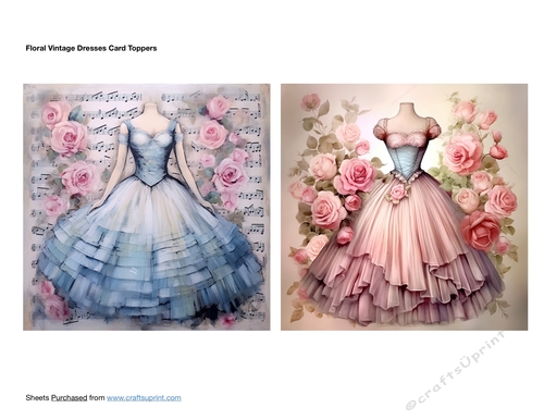 Floral Vintage Dresses Card Toppers