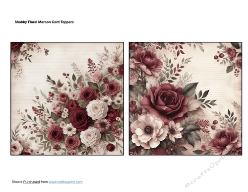 Shabby Floral Maroon Card Toppers