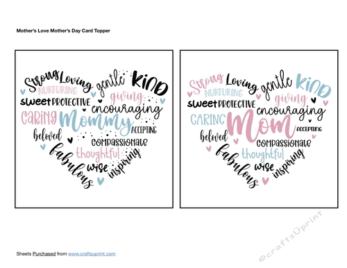Mothers Love Mothers Day Card Topper