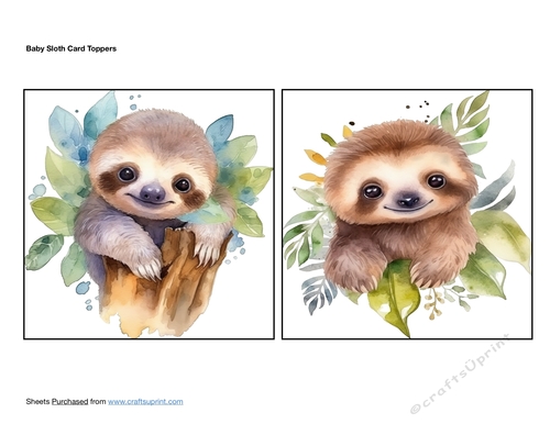 Baby Sloth Card Toppers