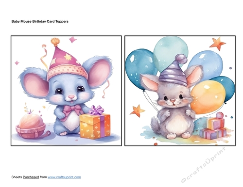 Baby Mouse Birthday Card Toppers