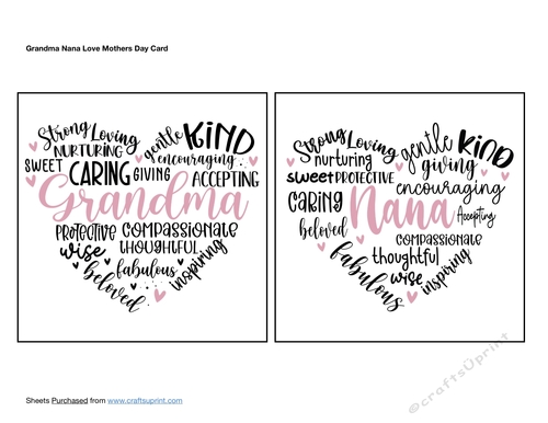 Grandma Nana Love Mothers Day Card Toppers