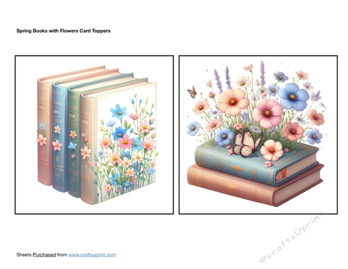 Spring Books with Flowers Card Toppers
