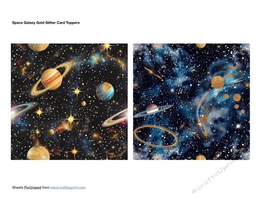 Space Galaxy Gold Glitter Card Toppers