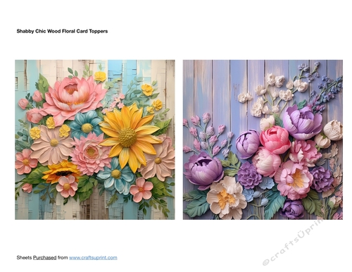 Shabby Chic Wood Floral Card Toppers