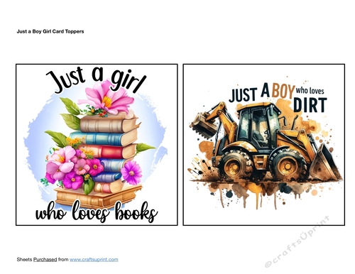 Just a Boy Girl Card Toppers