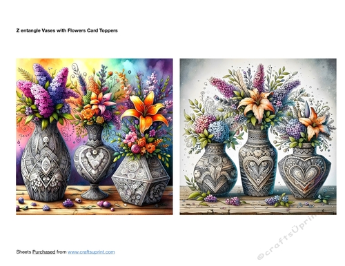 Z entangle Vases with Flowers Card Toppers 