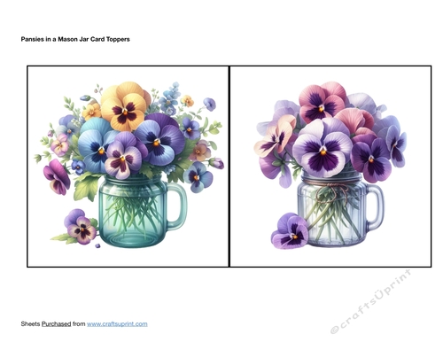 Pansies in a Mason Jar Card Toppers