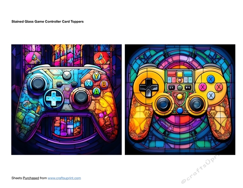 Stained Glass Game Controller Card Toppers