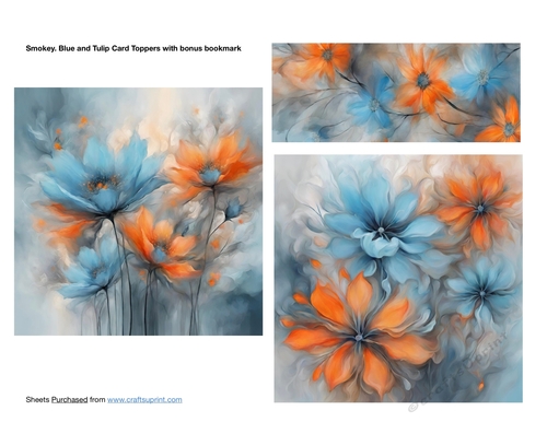 Smokey. Blue and Tulip Card Toppers with bonus bookmark