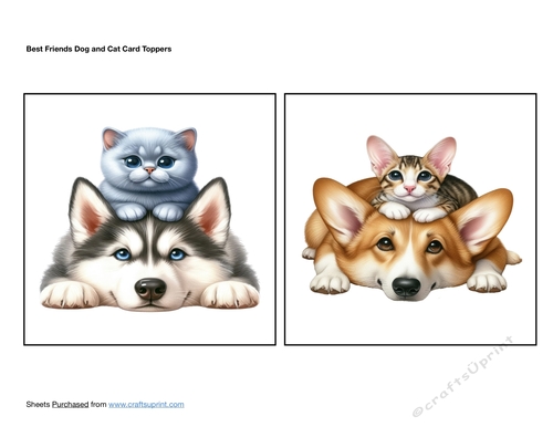 Best Friends Dog and Cat Card Toppers