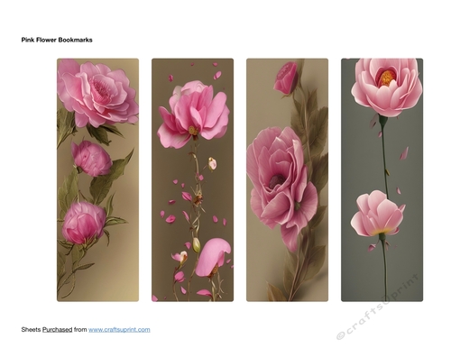 Pink Flower Bookmarks