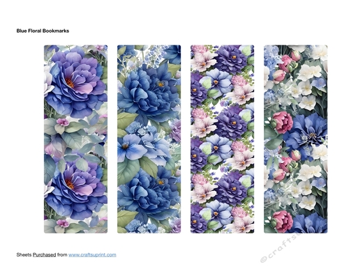 Blue Floral Bookmarks