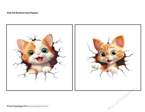 Cute Cat Breakout Card Toppers