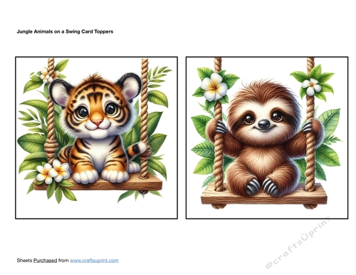 Jungle Animals on a Swing Card Toppers