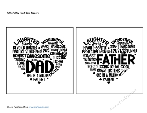 Fathers Day Heart Card Toppers