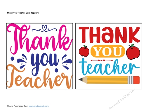 Thank you Teacher Card Toppers