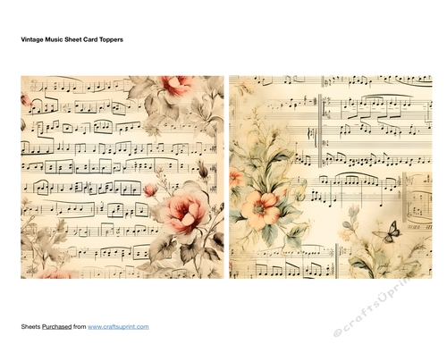 Vintage Music Sheet Card Toppers