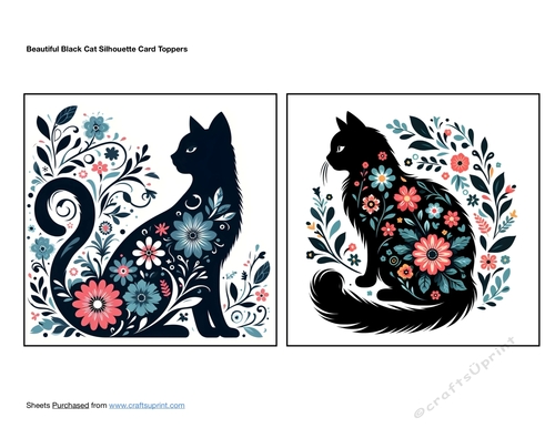 Beautiful Black Cat Silhouette Card Toppers