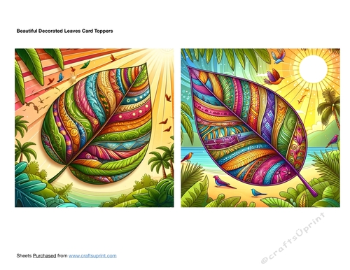 Beautiful Decorated Leaves Card Toppers