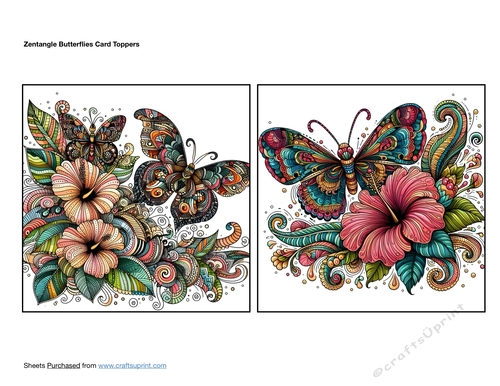 Zentangle Butterflies Card Toppers