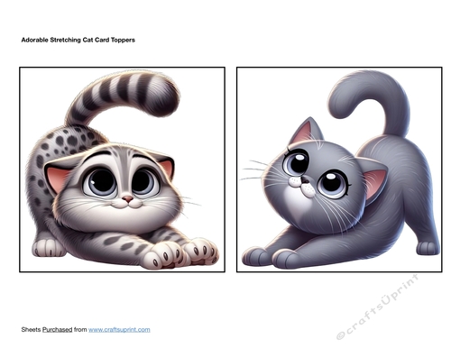 Adorable Stretching Cat Card Toppers