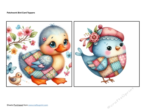 Patchwork Bird Card Toppers