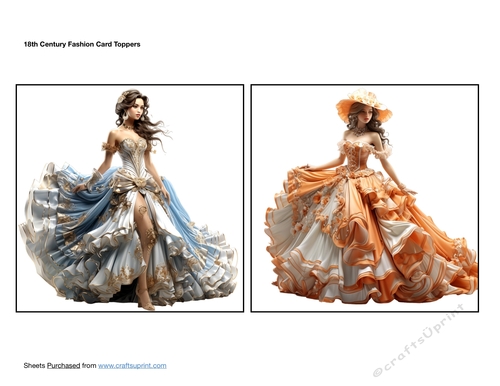 18th Century Fashion Card Toppers