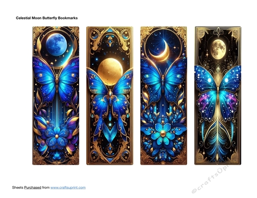 Celestial Moon Butterfly Bookmarks
