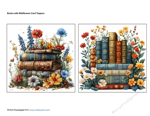 Books with Wildflowers Card Toppers