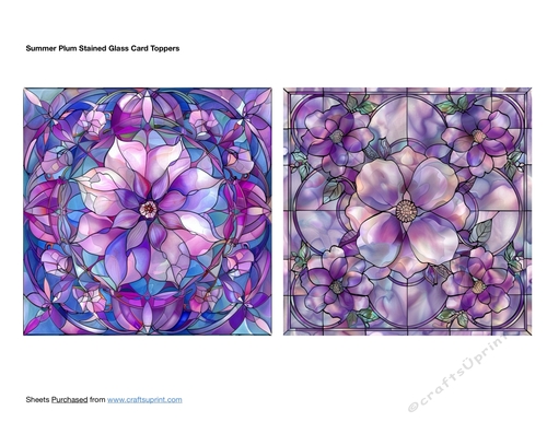 Summer Plum Stained Glass Card Toppers