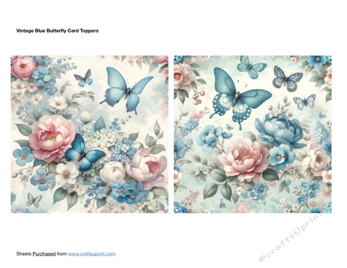 Vintage Blue Butterfly Card Toppers